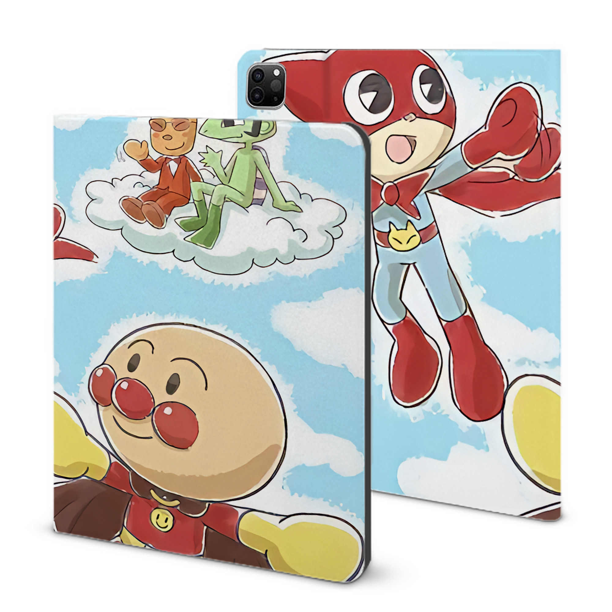 （画像用） アンパンマン Anpanman IPad ケース ブック型 PUレザー TPU 耐衝撃 軽量 薄型 ペン収納なし 全面保護 IPad 各モデル対応
